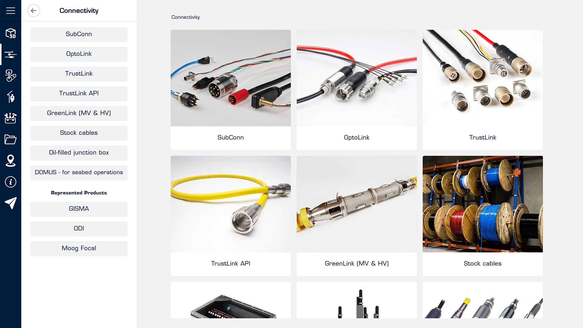 Screenshot of the 3D product catalogue developed for MacArtney Underwater Technology (image gallery view).
